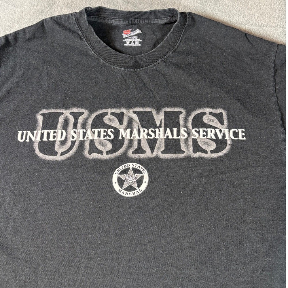 Hanes United States Marshals Service USMS Graphic T-Shirt Mens Medium Black - Picture 2 of 4